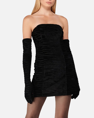 Black Zebra Velvet Cupid Dress & Gloves